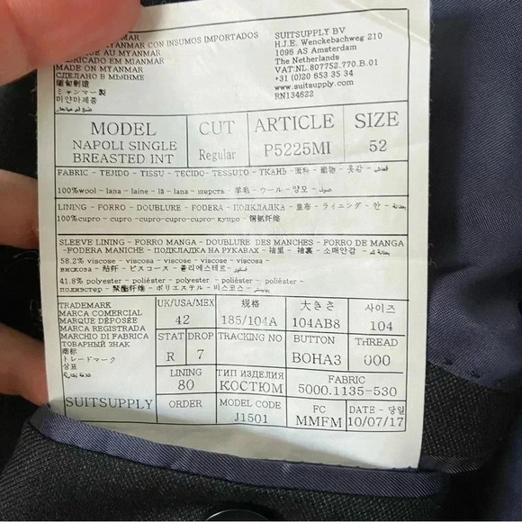 Suitsupply 100% pure wool super 110’s Zignone  sport coat - Picture 6 of 8